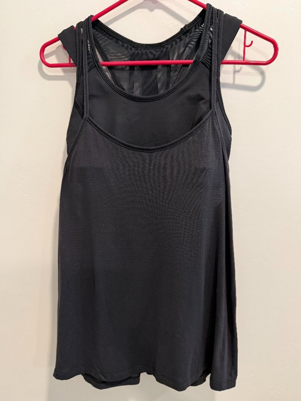 Lululemon 2 In 1 Built In Bra Tank Top Womens 8 Black Strappy Yoga Running Top